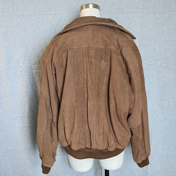 Vintage D'Linea Brown Suede Bomber Jacket - Picture 2 of 6